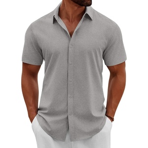image:imageCOOFANDY Mens Button Down Shirts Short Sleeve Casual Summer Beach Shirts Vacation Wedding ShirtsLight Grey