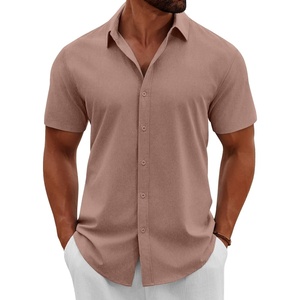 image:imageCOOFANDY Mens Button Down Shirts Short Sleeve Casual Summer Beach Shirts Vacation Wedding ShirtsMulberry