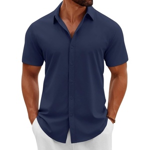 image:imageCOOFANDY Mens Button Down Shirts Short Sleeve Casual Summer Beach Shirts Vacation Wedding ShirtsNavy Blue