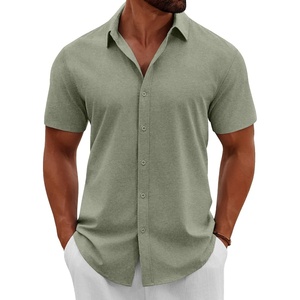 image:imageCOOFANDY Mens Button Down Shirts Short Sleeve Casual Summer Beach Shirts Vacation Wedding ShirtsOlive Green