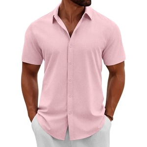 image:imageCOOFANDY Mens Button Down Shirts Short Sleeve Casual Summer Beach Shirts Vacation Wedding ShirtsPink
