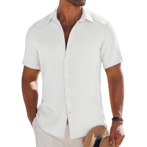 image:imageCOOFANDY Mens Button Down Short Sleeve Shirt Casual Beach Shirt Summer Vacation Textured ShirtsWhite