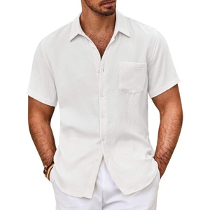 image:imageCOOFANDY Mens Button Down Short Sleeve Shirt Casual Shirts Summer Beach Textured Shirts with PocketWhite