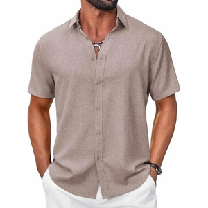image:imageCOOFANDY Mens Casual Button Down Shirt Short Sleeve Summer Shirt for Beach Vacation Resort WearChampagne