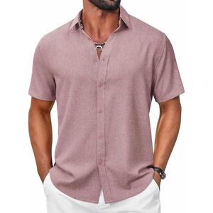 image:imageCOOFANDY Mens Casual Button Down Shirt Short Sleeve Summer Shirt for Beach Vacation Resort WearDusty Pink