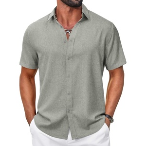 image:imageCOOFANDY Mens Casual Button Down Shirt Short Sleeve Summer Shirt for Beach Vacation Resort WearSage Green