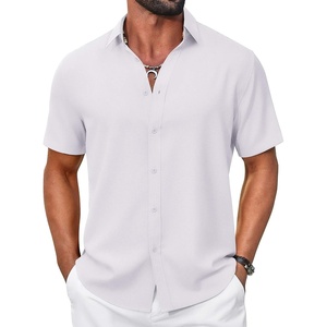 image:imageCOOFANDY Mens Casual Button Down Shirt Short Sleeve Summer Shirt for Beach Vacation Resort WearSolid White