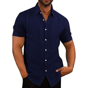 image:imageCOOFANDY Mens Casual Button Down Shirts Short Sleeve Linen Shirts Summer Beach Dress ShirtBlue