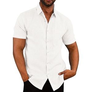 image:imageCOOFANDY Mens Casual Button Down Shirts Short Sleeve Linen Shirts Summer Beach Dress ShirtWhite