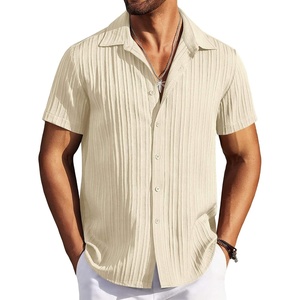 image:imageCOOFANDY Mens Casual Button Down Shirts Short Sleeve Textured Summer Beach ShirtsBeige