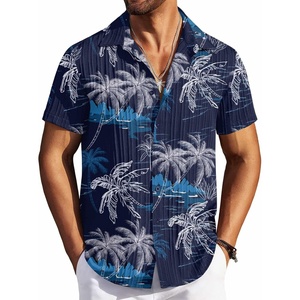 image:imageCOOFANDY Mens Casual Button Down Shirts Short Sleeve Textured Summer Beach ShirtsBlackcoconut Tree
