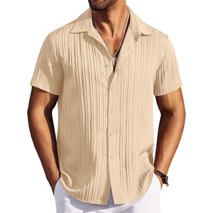 image:imageCOOFANDY Mens Casual Button Down Shirts Short Sleeve Textured Summer Beach ShirtsLight Khaki