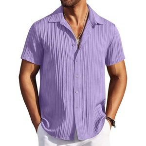 image:imageCOOFANDY Mens Casual Button Down Shirts Short Sleeve Textured Summer Beach ShirtsLight Purple