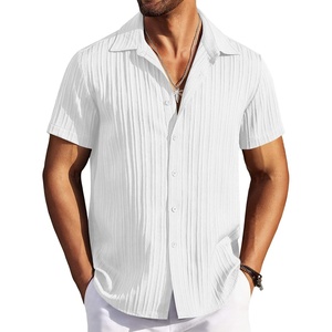 image:imageCOOFANDY Mens Casual Button Down Shirts Short Sleeve Textured Summer Beach ShirtsWhite