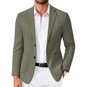 image:imageCOOFANDY Mens Casual Knit Blazer Slim Fit Lightweight Sport Coat Stretch Two Button Suit JacketArmy Green