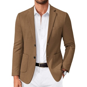image:imageCOOFANDY Mens Casual Knit Blazer Slim Fit Lightweight Sport Coat Stretch Two Button Suit JacketBrown