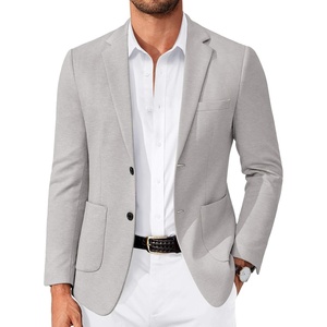 image:imageCOOFANDY Mens Casual Knit Blazer Slim Fit Lightweight Sport Coat Stretch Two Button Suit JacketLight Grey