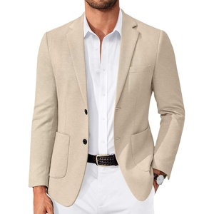 image:imageCOOFANDY Mens Casual Knit Blazer Slim Fit Lightweight Sport Coat Stretch Two Button Suit JacketLight Khaki