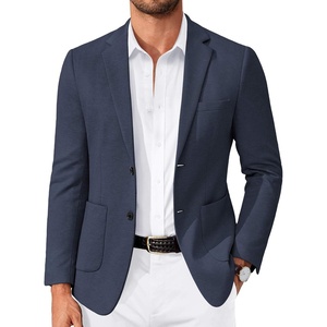 image:imageCOOFANDY Mens Casual Knit Blazer Slim Fit Lightweight Sport Coat Stretch Two Button Suit JacketNavy Blue