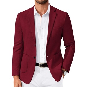 image:imageCOOFANDY Mens Casual Knit Blazer Slim Fit Lightweight Sport Coat Stretch Two Button Suit JacketWine Red