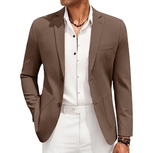image:imageCOOFANDY Mens Casual Linen Blazer Jacket Lightweight Sport Coats Two Button Suit JacketsBrown