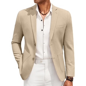 image:imageCOOFANDY Mens Casual Linen Blazer Jacket Lightweight Sport Coats Two Button Suit JacketsKhaki