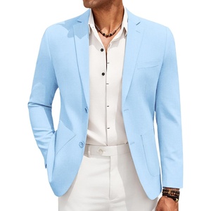 image:imageCOOFANDY Mens Casual Linen Blazer Jacket Lightweight Sport Coats Two Button Suit JacketsLight Blue