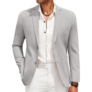 image:imageCOOFANDY Mens Casual Linen Blazer Jacket Lightweight Sport Coats Two Button Suit JacketsLight Grey