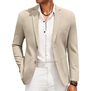 image:imageCOOFANDY Mens Casual Linen Blazer Jacket Lightweight Sport Coats Two Button Suit JacketsLight Khaki