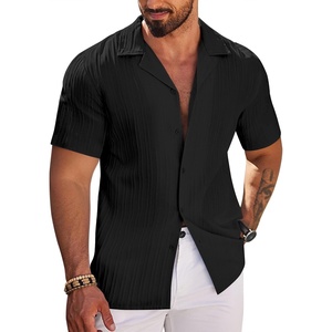 image:imageCOOFANDY Mens Casual Shirts Short Sleeve Button Down Shirts Fashion Textured Summer Beach ShirtBlack