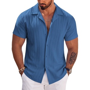 image:imageCOOFANDY Mens Casual Shirts Short Sleeve Button Down Shirts Fashion Textured Summer Beach ShirtNavy