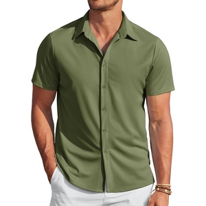 image:imageCOOFANDY Mens Casual Wrinkle Free Shirts Short Sleeve Button Down Summer Stretch Dress ShirtArmy Green