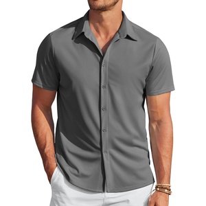 image:imageCOOFANDY Mens Casual Wrinkle Free Shirts Short Sleeve Button Down Summer Stretch Dress ShirtDark Gray