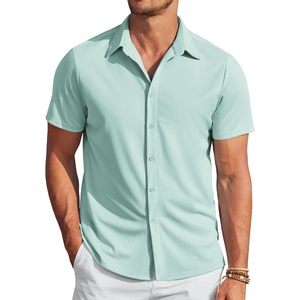 image:imageCOOFANDY Mens Casual Wrinkle Free Shirts Short Sleeve Button Down Summer Stretch Dress ShirtLight Blue