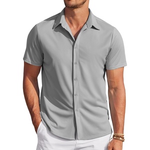 image:imageCOOFANDY Mens Casual Wrinkle Free Shirts Short Sleeve Button Down Summer Stretch Dress ShirtLight Gray