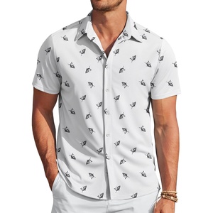 image:imageCOOFANDY Mens Casual Wrinkle Free Shirts Short Sleeve Button Down Summer Stretch Dress ShirtWhite Full Shark