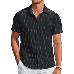 image:imageCOOFANDY Mens Casual Wrinkle Free Shirts Short Sleeve Button Down Summer Stretch Dress ShirtWhite Spots Black