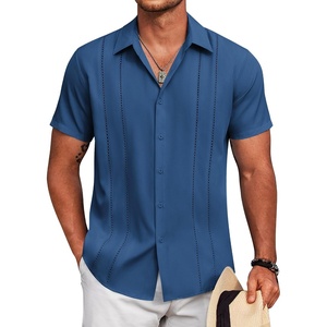 image:imageCOOFANDY Mens Cuban Guayabera Shirt Short Sleeve Button Down Shirts Summer Beach Vacation ShirtsRoyal Blue
