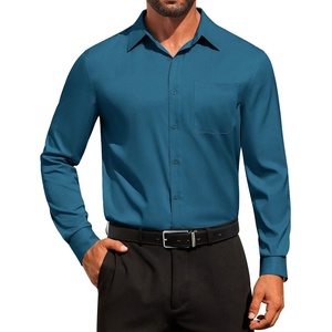 image:imageCOOFANDY Mens Dress Shirt Solid Long Sleeve Wrinkle Free Formal Shirt Business Button Down Shirts with PocketLake Blue