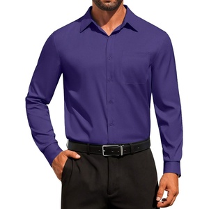 image:imageCOOFANDY Mens Dress Shirt Solid Long Sleeve Wrinkle Free Formal Shirt Business Button Down Shirts with PocketPurple