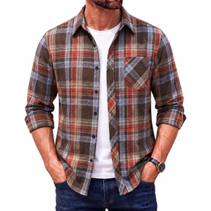 image:imageCOOFANDY Mens Flannel Plaid Shirts Long Sleeve Button Down Shirts Casual Fall Shirt JacketBrown