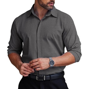 image:imageCOOFANDY Mens Formal Dress Shirt Hidden Button Front Wrinkle Free Shirt Regular Fit Stretch Business Casual ShirtsDark Grey
