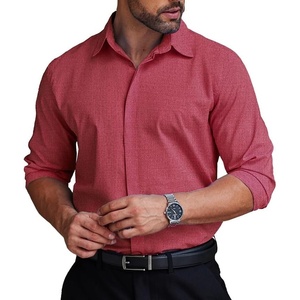 image:imageCOOFANDY Mens Formal Dress Shirt Hidden Button Front Wrinkle Free Shirt Regular Fit Stretch Business Casual ShirtsDusty Red