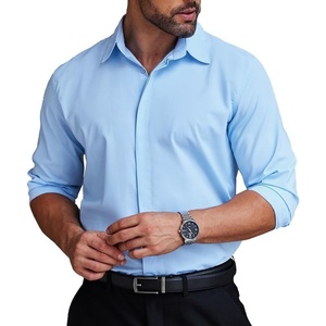 image:imageCOOFANDY Mens Formal Dress Shirt Hidden Button Front Wrinkle Free Shirt Regular Fit Stretch Business Casual ShirtsLight Blue