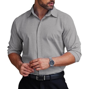 image:imageCOOFANDY Mens Formal Dress Shirt Hidden Button Front Wrinkle Free Shirt Regular Fit Stretch Business Casual ShirtsLight Grey