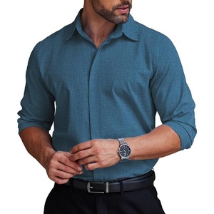 image:imageCOOFANDY Mens Formal Dress Shirt Hidden Button Front Wrinkle Free Shirt Regular Fit Stretch Business Casual ShirtsPeacock Blue