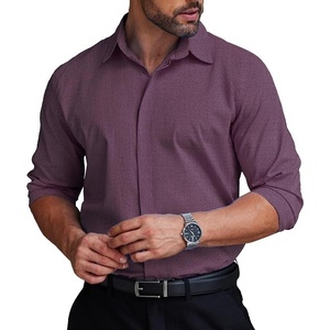 image:imageCOOFANDY Mens Formal Dress Shirt Hidden Button Front Wrinkle Free Shirt Regular Fit Stretch Business Casual ShirtsPurple