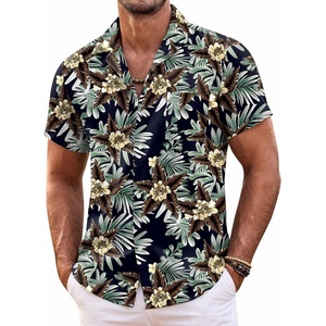 image:imageCOOFANDY Mens Hawaiian Shirt Short Sleeve Floral Button Down Shirts Tropical Summer Beach Shirts Camp Collar ShirtBlack Khaki Flower