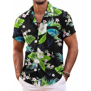 image:imageCOOFANDY Mens Hawaiian Shirt Short Sleeve Floral Button Down Shirts Tropical Summer Beach Shirts Camp Collar ShirtBlackhawaiian Floral