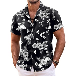 image:imageCOOFANDY Mens Hawaiian Shirt Short Sleeve Floral Button Down Shirts Tropical Summer Beach Shirts Camp Collar ShirtBlackwhite Flower